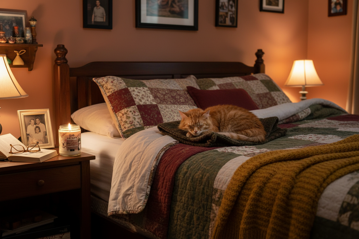Cozy Homey Bedroom with Candle