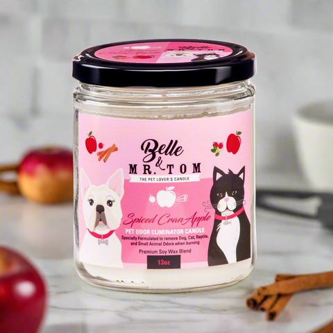 *Spiced CranApple: Belle & Mr. Tom Pet Odor Eliminator Candle (13oz Jar)