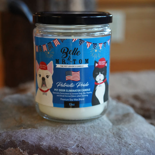 *Patriotic Pride-MAGA: Belle & Mr. Tom Pet Odor Eliminator Candle (13oz Jar)