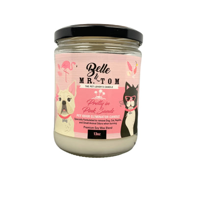 *Pretty in Pink Sands: Belle & Mr. Tom Pet Odor Eliminator Candle (13oz Jar)