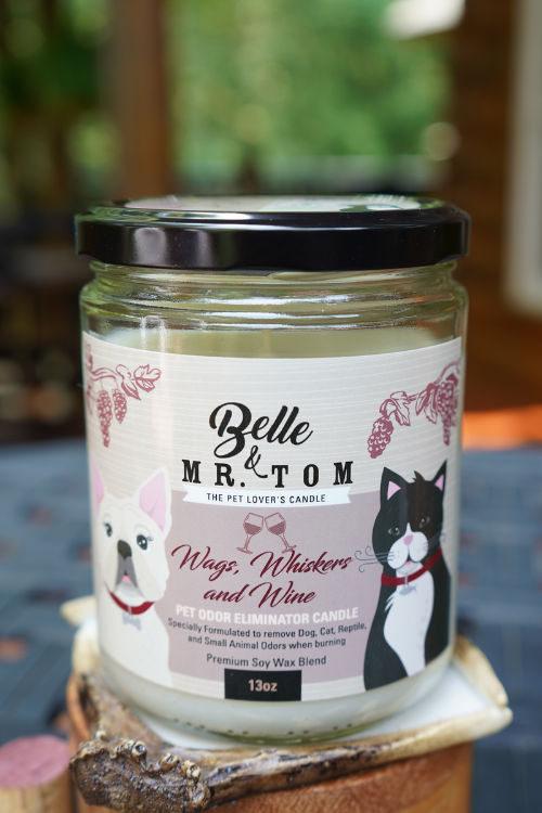 Wags, Whiskers and Wine: Pet Odor Eliminator Candle (13oz)