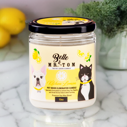 *Kitchen Lemon: Pet Odor Eliminator Candle (13oz)