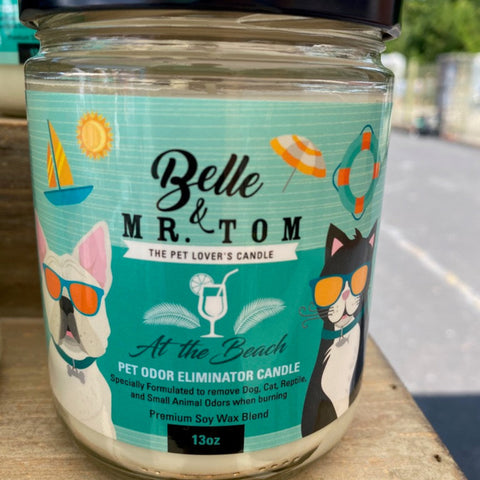 *At the Beach: Belle & Mr. Tom Pet Odor Eliminator Candle (13oz Jar)